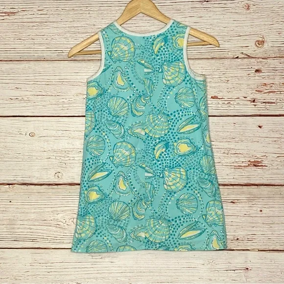 Lilly Pulitzer Little Lilly Jumper Shift Dress Teal Clam Print Sz 7 - Picture 7 of 12